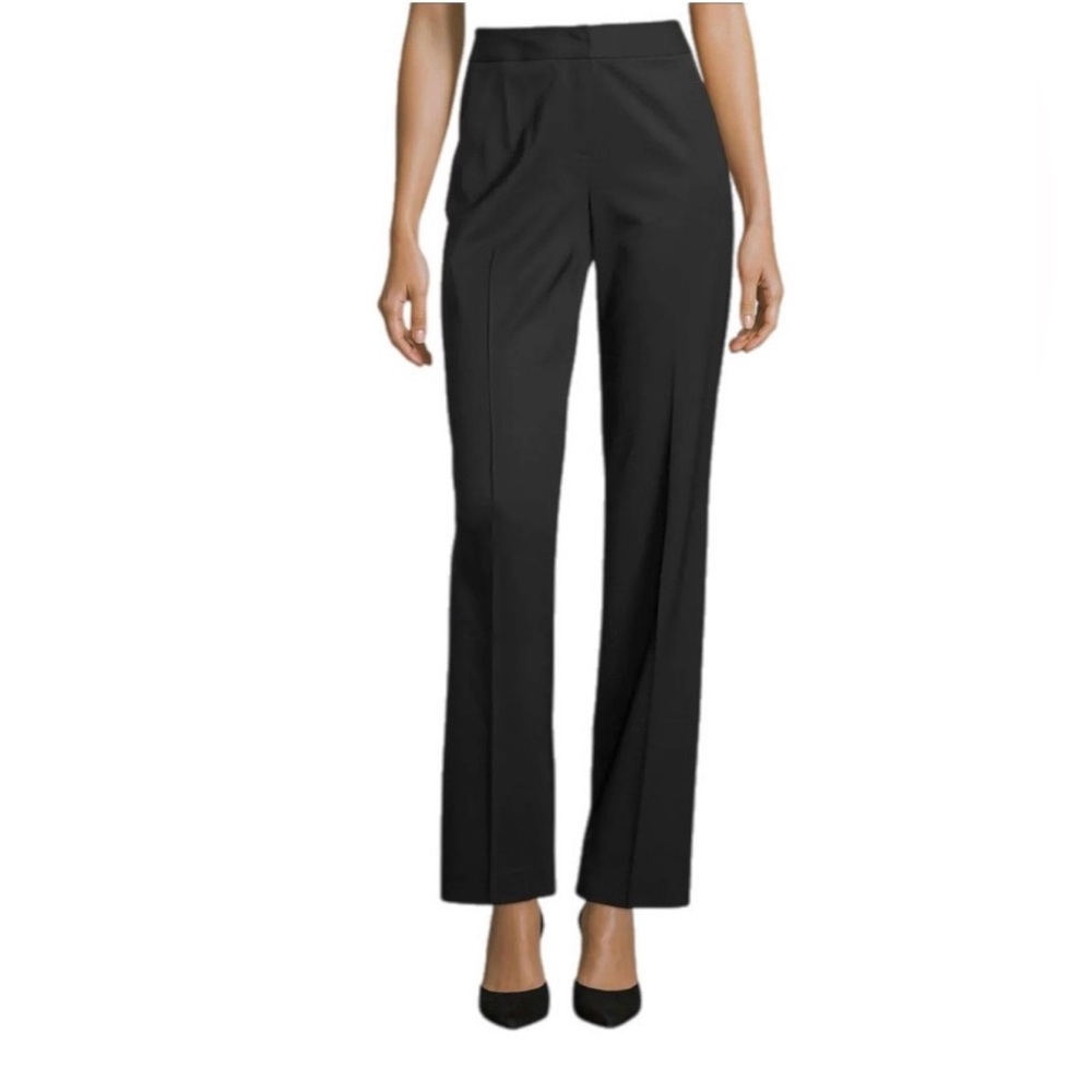 Lafayette 148 Black‎ Wool Menswear Straight Dress Pants Classic Quiet Luxury